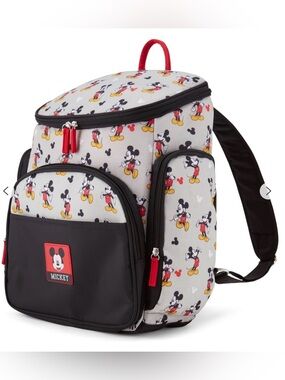 Disney Mickey Mouse Gray and Black Baby Backpack with Red Accents